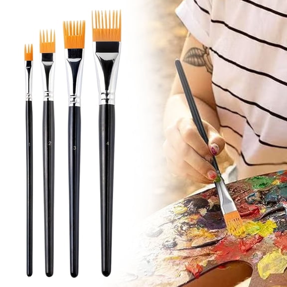 4Pcs Comb Artist Brush Set, Professional Grainer Brush, Paint Brush Comb, Paintbrush for Acrylic Painting, Oil, and Watercolor