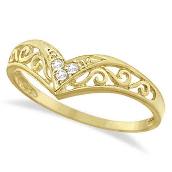 Antique Style Chevron Diamond Ring 14k Yellow Gold (0.05ct)