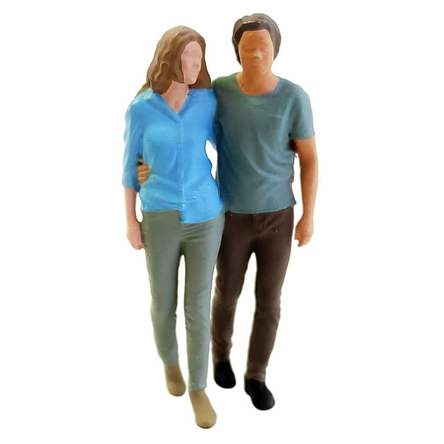 Figura de pareja diminuta a escala 1/64, escenario de personas, diorama, modelo de juguete, adornos Azul