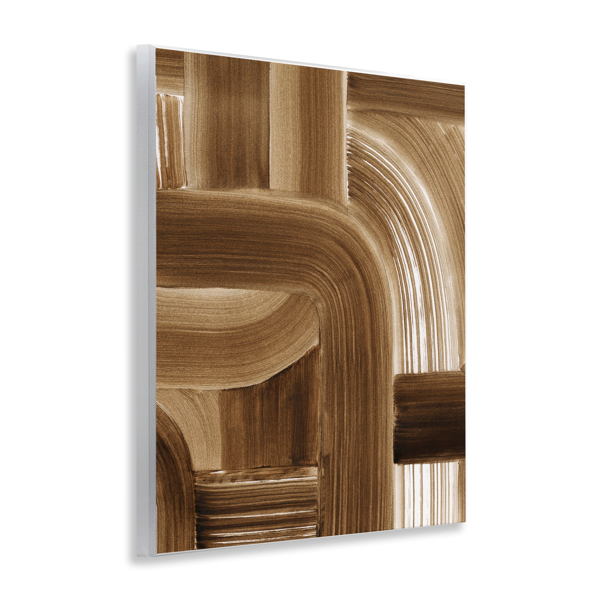 Stupell Industries Brown Curved Paint Strokes Abstract Painting Unframed Art Print Wall Art, 11 x 14