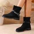 thumbnail image 5 of Roncen Women's Winter Ankle Boots Casual Chunky Heel Shoes - Round Toe Slip-Resistant British Style Booties with Soft Cushioned Sole, Slimming Design and Versatile Buckle Closure, 5 of 8