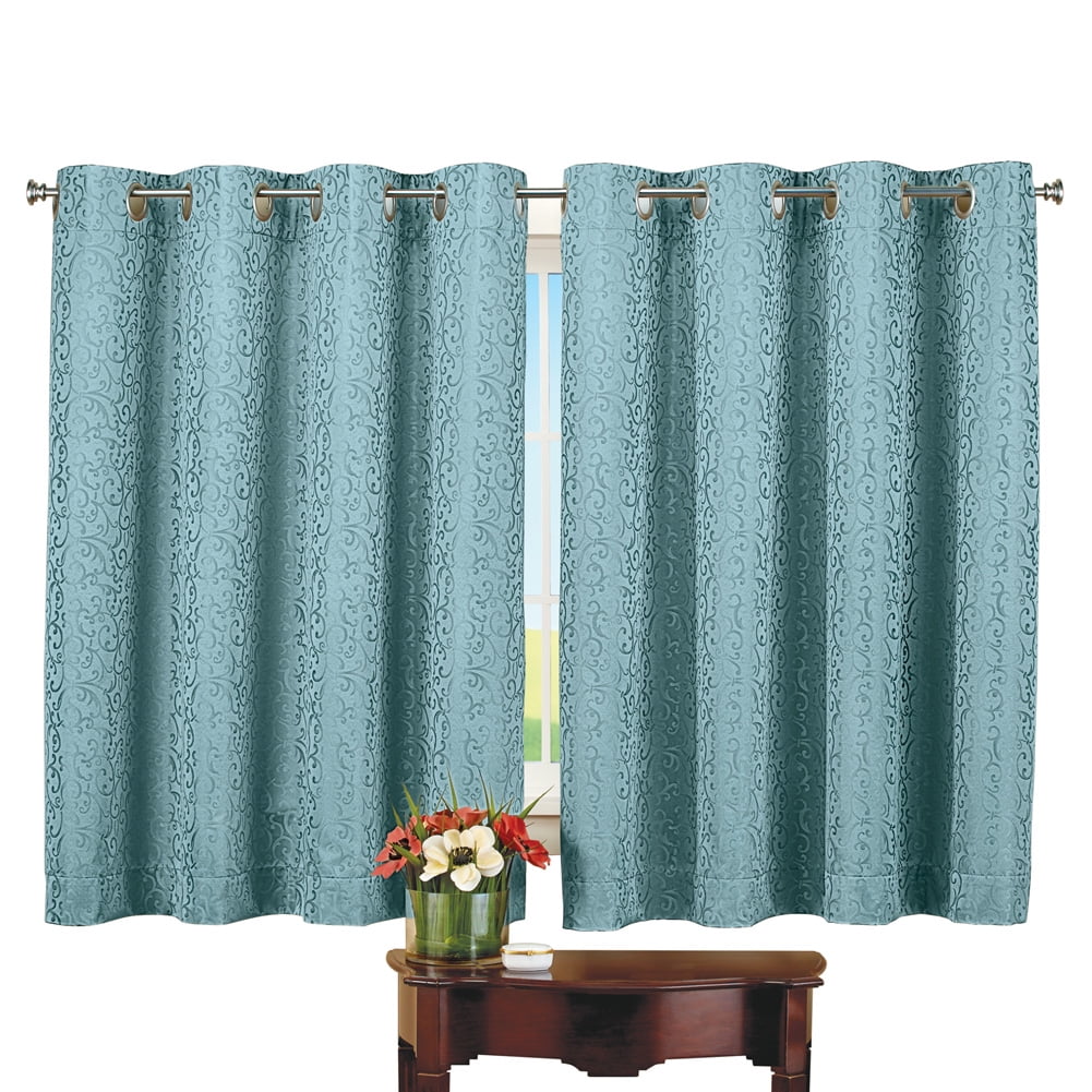 Collections Etc Thermal Insulated Scroll Pattern Short Curtain Panel