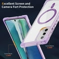 thumbnail image 6 of Four Corners Air Cushion Anti Drop Cell Phone Case for Samsung Galaxy Note 20 Translucent Magnetic[Compatible With Magsafe] Air Cushion Frame Protective Phone Case for Samsung Note 20, Purple, 6 of 8