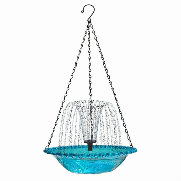 Hanging Bird Bath with Solar Fountain Solar Bird Bath Fountains Hanging Bird Baths for Outdoors Blue