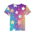 thumbnail image 4 of Fatuov Kids Casual Everyday Tops Galaxy Star Printed Round Neck Lightweight Graphic Tees for Gift Short Sleeve Girls Boys Activity Wear 5-6T, 4 of 5