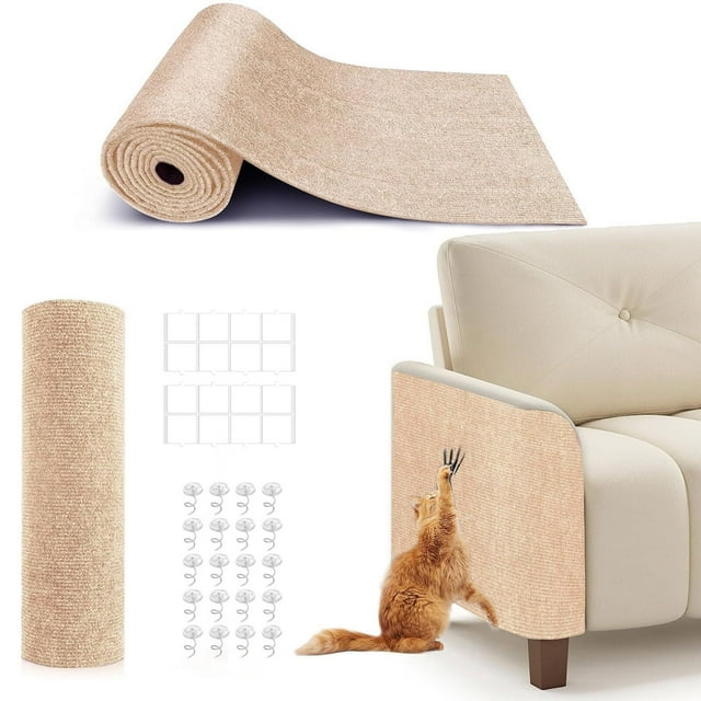 Alfombra de rascar para gatos de 78.7 x 15.8 pulgadas, alfombra autoadhesiva para gatos, protector de muebles para sofá, pared y puertas, protectores de arañazos duraderos para gatos, sofá y gatos de