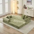 thumbnail image 3 of Folding Mattress Sofa Bed, 79'' Foldable Sleeper Lounge Modular Couch, Sleeper Sofa Couch with Armrest and Pillows, Chenille Floor Sofa Lounge Couch for Living Room Bedroom,Green, 3 of 15