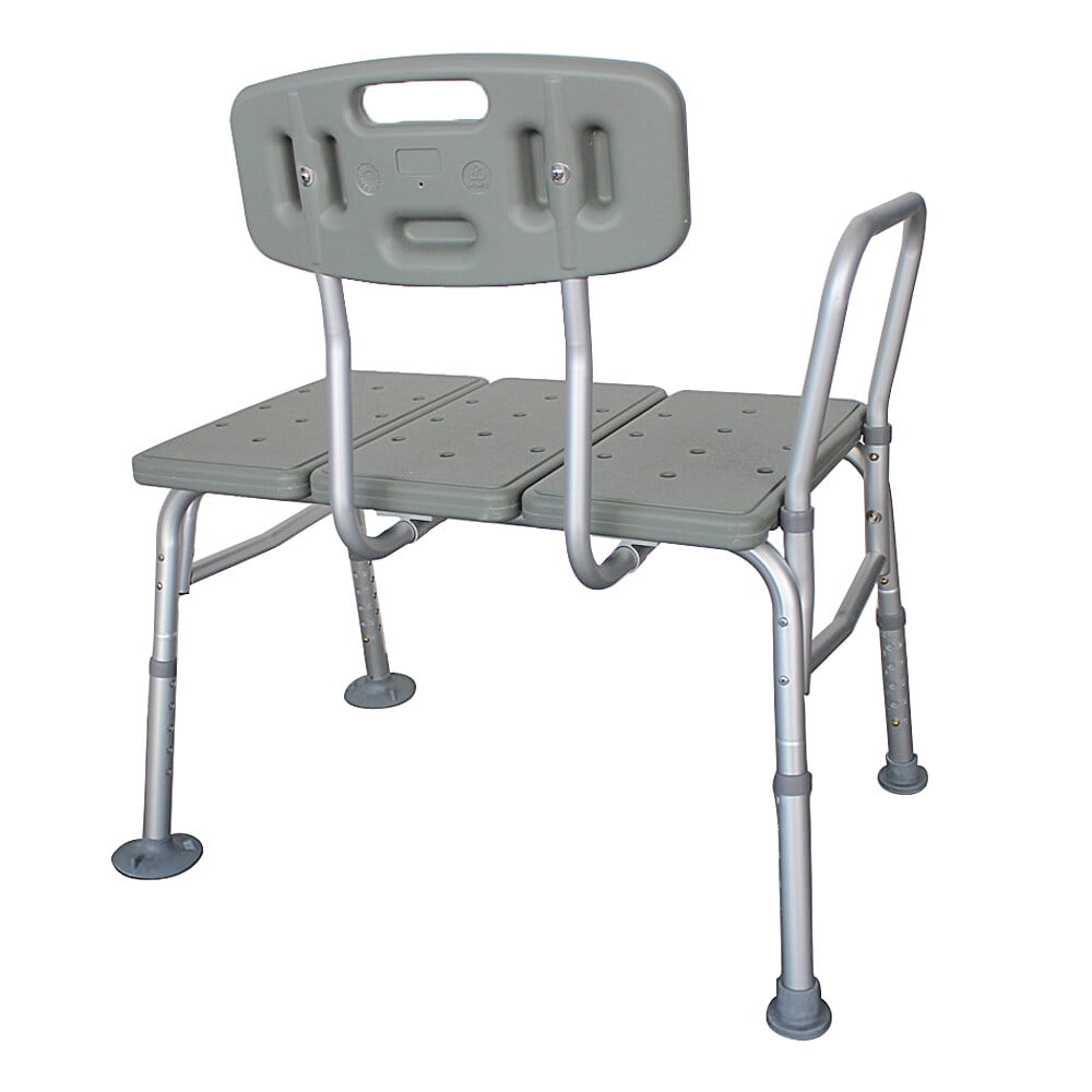 Bathroom Safety Shower Tub Aluminium Alloy Bath Chair Transfer Bench with Back & Handle Gray