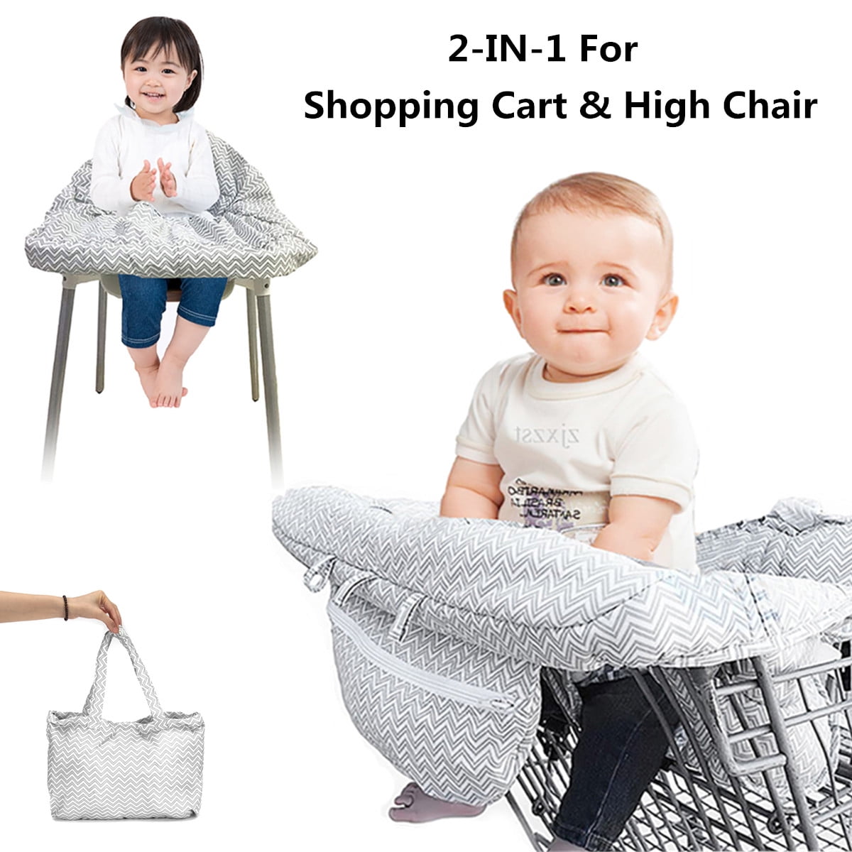 Shopping Cart Cover with Adjustable Safety Belt Anti-Dirty High Chair Shield Pad with Dots Includes Carry Bag for Baby Toddler Kids Children 