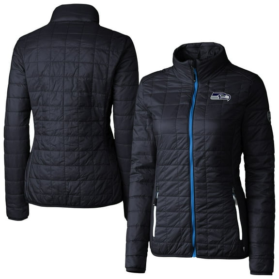 Women's Cutter & Buck Navy Seattle Seahawks Rainier PrimaLoft Eco Insulated Full-Zip Puffer Jacket