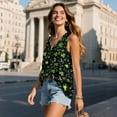 thumbnail image 3 of Jeiento Women's Green Leaf Tank Tops Summer Casual V Neck Sleeveless Tops Loose Fit Basic Blouse Love Music Notes T-shirt St Patrick's Day Costume Flowy Pleated Tunic Tops Y2K Outfits,XL, 3 of 7