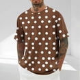 thumbnail image 2 of Rggeeun Mens Tee Shirts Dots Pattern Short Sleeve Crew Neck Loose Fit Soft Breathable for Summer Everyday Wear Leisure Tees,Brown,M, 2 of 5