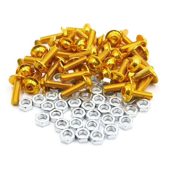Unique Bargains 40pcs M6 Gold Tone Aluminum Alloy Hex Socket Head Motorcycle Bolts Screws Nuts