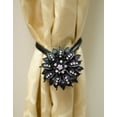 thumbnail image 6 of Yule Single Window Curtain Holdback Tieback, Decorative Magnetic Clip Drapery Tie Back, Elegant Bling Diamond Floral Design - Black, 6 of 7