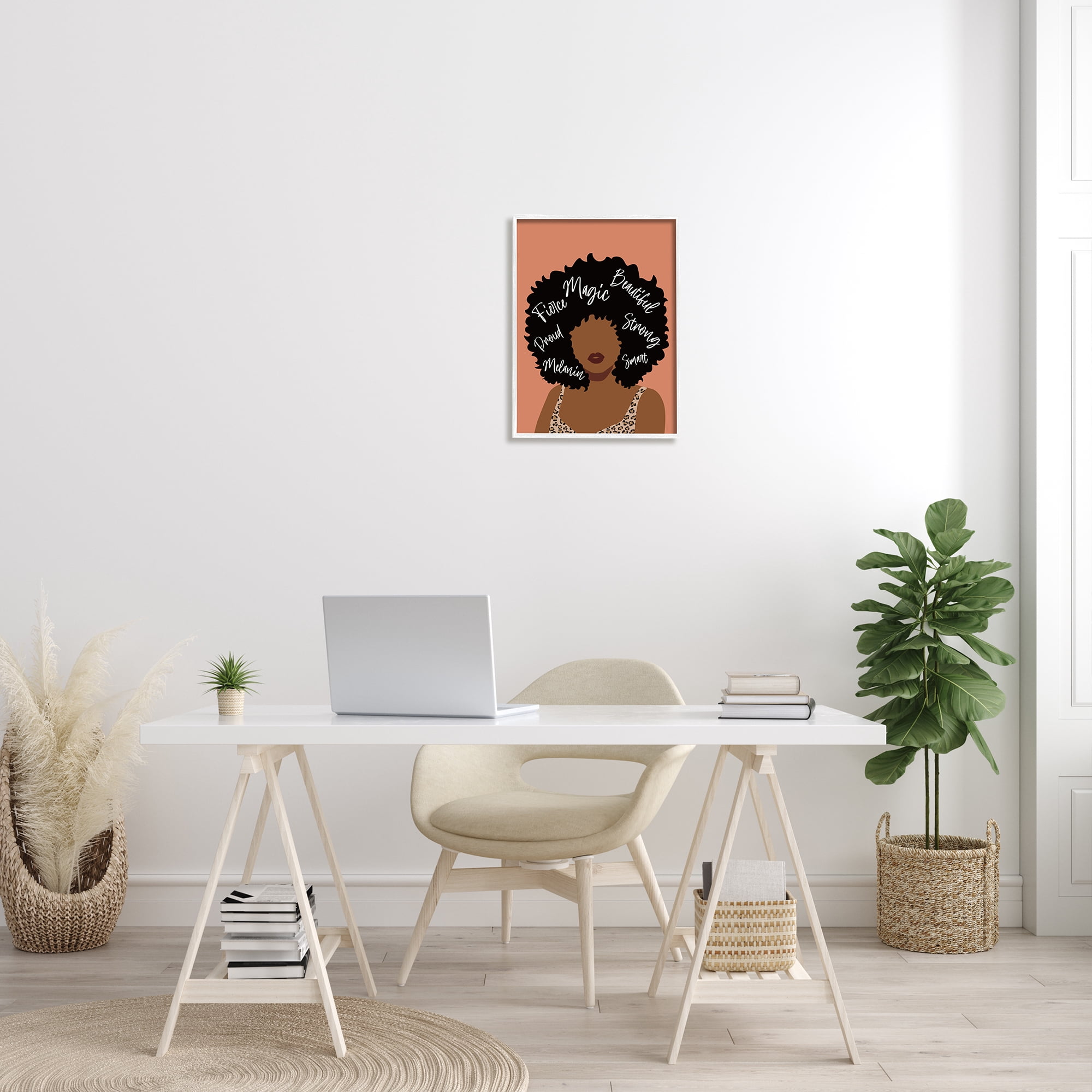 Stupell Indtries Fierce Proud Beautiful Strong Sentiments Female Hair Portrait,16 x 20,Design by JJ Design Hoe LLC