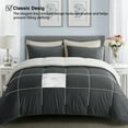 thumbnail image 4 of INGALIK King Sherpa Comforter Set, Soft Quilted Down Alternative Comforter Reversible Duvet with 2 Pillowcases, Plush Warm Fall Winter 3 Piece Bedding Sets, Dark Grey, 4 of 14