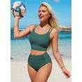 thumbnail image 2 of Asoul Women's Ruched Bikini Sets Sporty Two Piece Swimsuits Strapy Bathing Suit with Pockets, 2 of 6