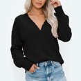 thumbnail image 5 of Sweater for Women V-Neck Scalloped Trim Pullover Top Long Sleeve Relaxed Fit Casual Fall Pullover, 5 of 6