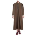 thumbnail image 1 of VBARHMQRT Mens Big and Tall Dress Shirts Mens Solid Color Simple Loose Comfortable Arab Robe Green, 1 of 8