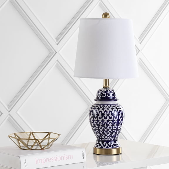Safavieh Kyra Geometric 21 in. H Table Lamp, Blue/White
