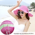 thumbnail image 4 of Dujiujun Sun Hat Floppy Ruffle Wide Large Brim Striped Flower Decor UV Protection Pure Color Folding Women Summer Cap Beach Use, 4 of 8