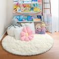 thumbnail image 3 of Hinzonek White Round Area Rug, Circle Rugs, Small Fluffy Shaggy Carpets, Rugs for Bedroom, Furry Comfy Teepee Mats, Circular Rugs for Reading Area Living Room, 3 of 4
