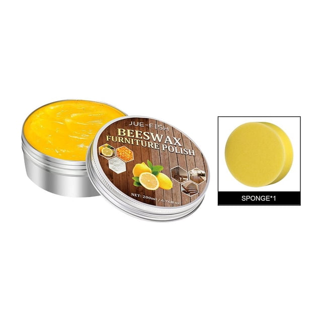 200g Cera de abejas Pulimento para muebles Cera para pulir madera impermeable natural con esponja Likrtyny Libre de BPA