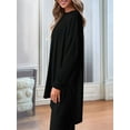 thumbnail image 3 of Women'S Two Piece Lounge Sets Matching Long Sleeve Shirts Wide Leg Pants Tracksuits Fall Clothes Black L, 3 of 7