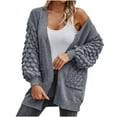 thumbnail image 2 of Suéter abrigo moda mujer invierno color sólido bolsillos casual manga larga suéter abrigo cárdigan blusa tops mujer abrigo, 2 of 5