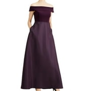 Adrianna Papell Women's Off The Shoulder Mikado Gown Purple Size 16