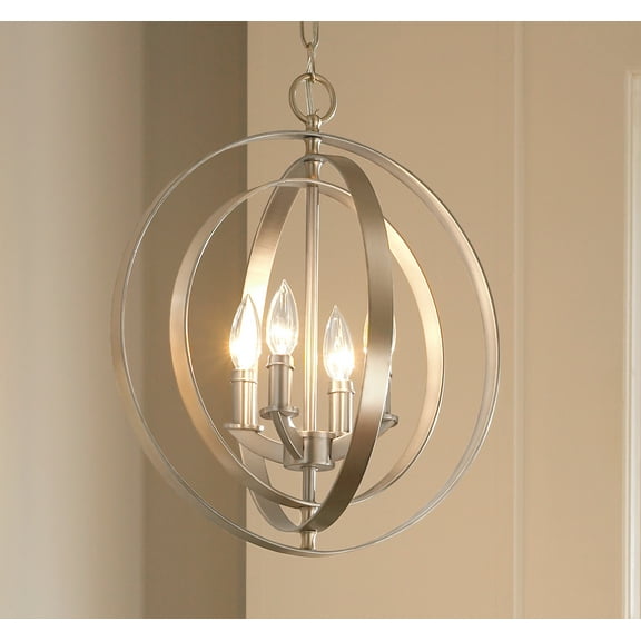 Progress Lighting Equinox 4-Light Foyer Pendant, Steel, Burnished Silver, No Shade