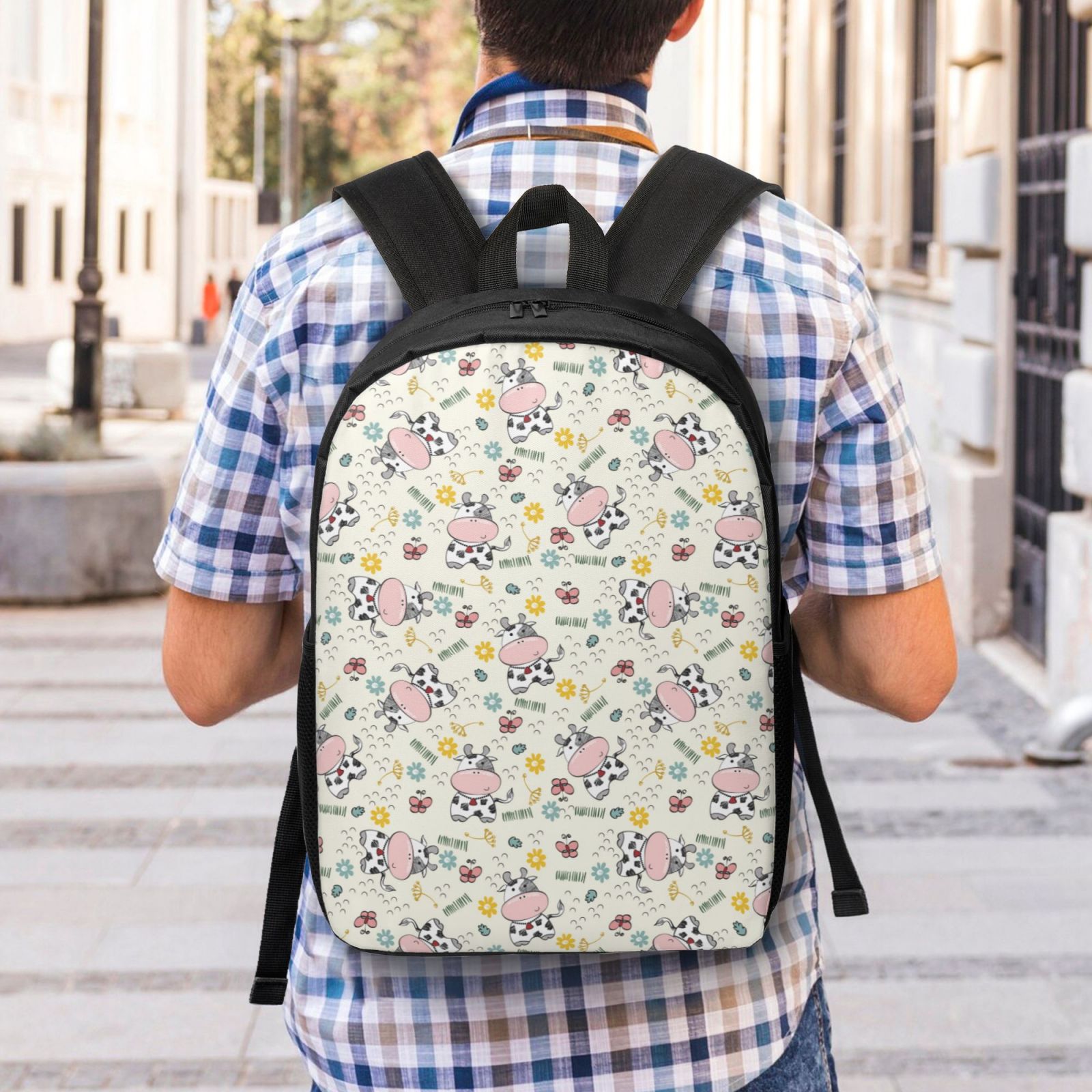 Xecao Cute Cow print Travel Backpack, Large Computer Backpack for Men Women, College School Rucksack Book Bag