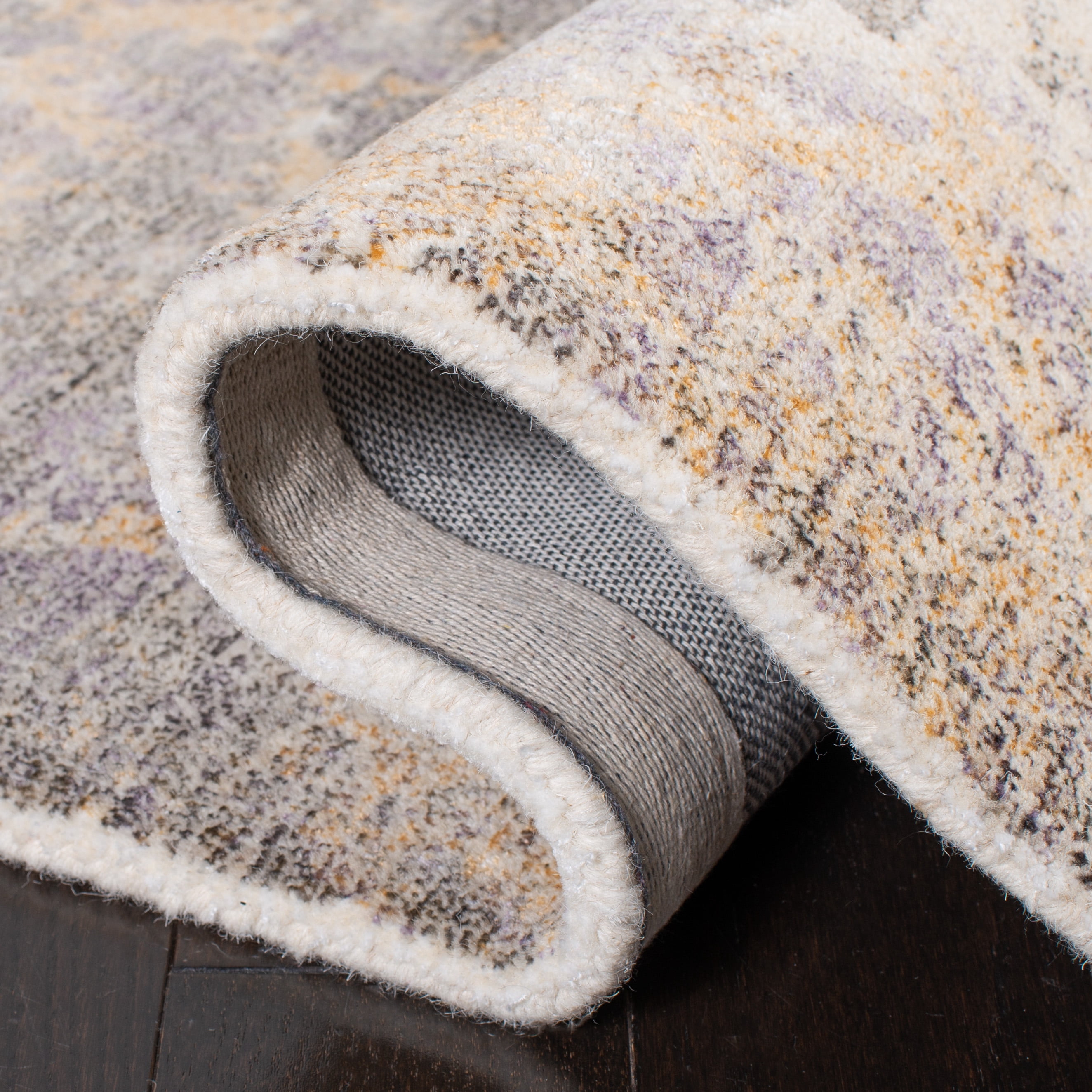 SAFAVIEH Restoration Vintage Lara Abstract Distressed Area Rug, Gold/Ivory, 4' x 6'
