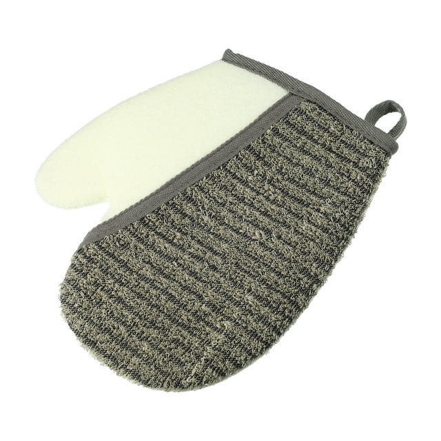 Guantes de Ducha Únicos 1 Pc Guantes Exfoliantes para Baño 8.66"x7.09" Gris Blanco