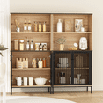 thumbnail image 7 of RichYa 61"H Tall Kitchen Pantry Cabinet with Ventilated Metal Grille Doors,Hutch Cabinets with Open Storage Shelves for Living Room,Bathroom,Black, 7 of 7