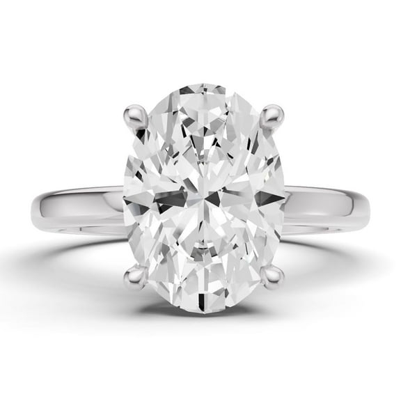 Classic Hidden Halo Lab Grown Diamond Engagement Ring in 14K White Gold E-F Color, VS1-VS2 Clarity (1 CT Oval Center) Ring Size : 7.5