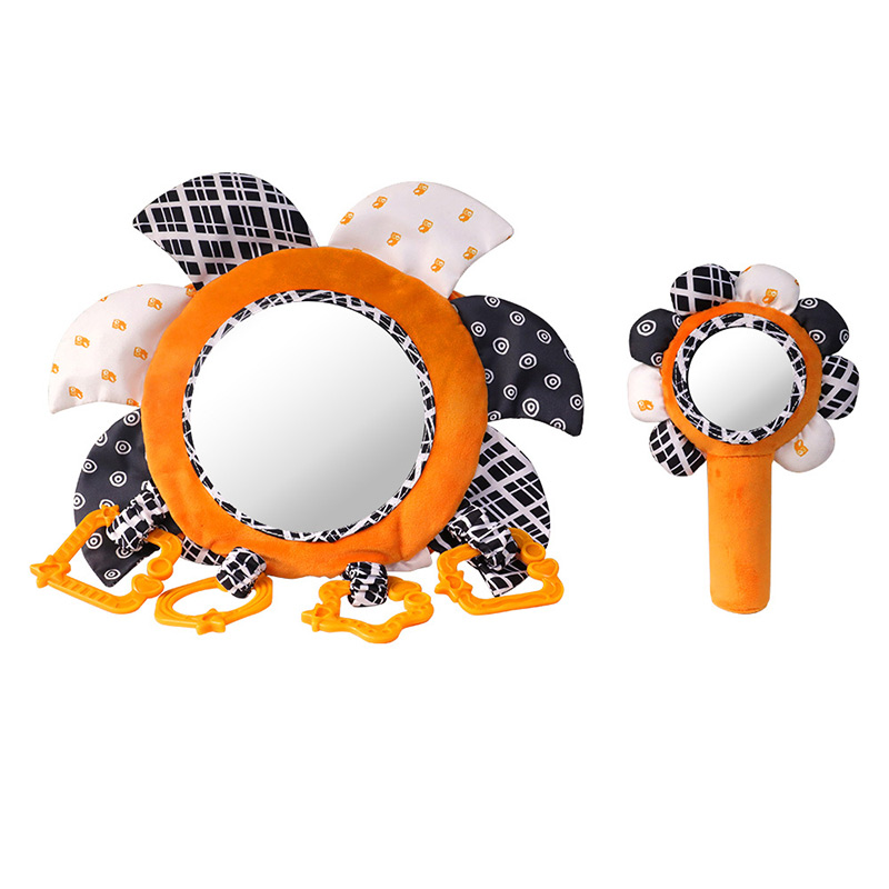 Onever Baby Mirror Plush Handheld Makeup Mirror Sunflower Toy Mirror