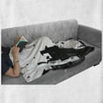 thumbnail image 5 of Monochrome Soft Flannel Fleece Throw Blanket, Dreamer Young Girl Watching Birds in a Ghetto Alley among Houses, Cozy Plush for Indoor and Outdoor Use, 70" x 90", Charcoal Grey and White, by Ambesonne, 5 of 5
