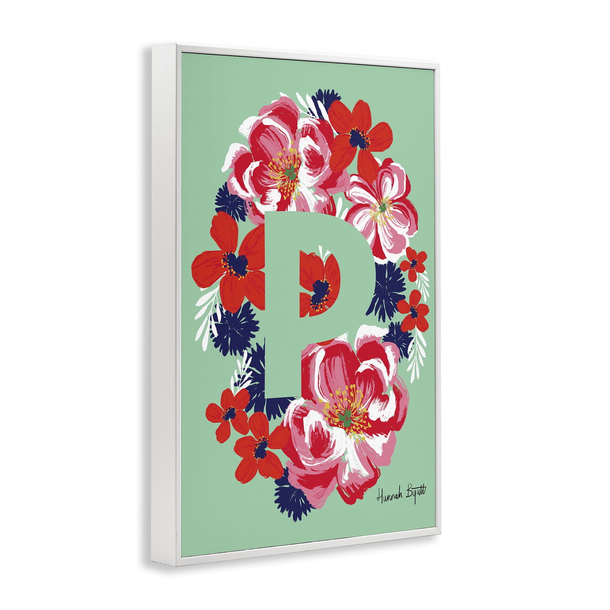 Stupell Industries Floral Bloom Letter P Botanical & Floral Painting White Framed Art Print Wall Art, 20 x 30
