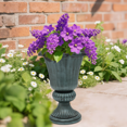 thumbnail image 6 of MoNiBloom 20" Plastic Urn Planter Vase for Outdoor Indoor Plants Garden Patio Vintage Decorative Pedestal Roman Flower Pot Decoration Retro Home Front Porch Door Decor (Dark Green), 6 of 7