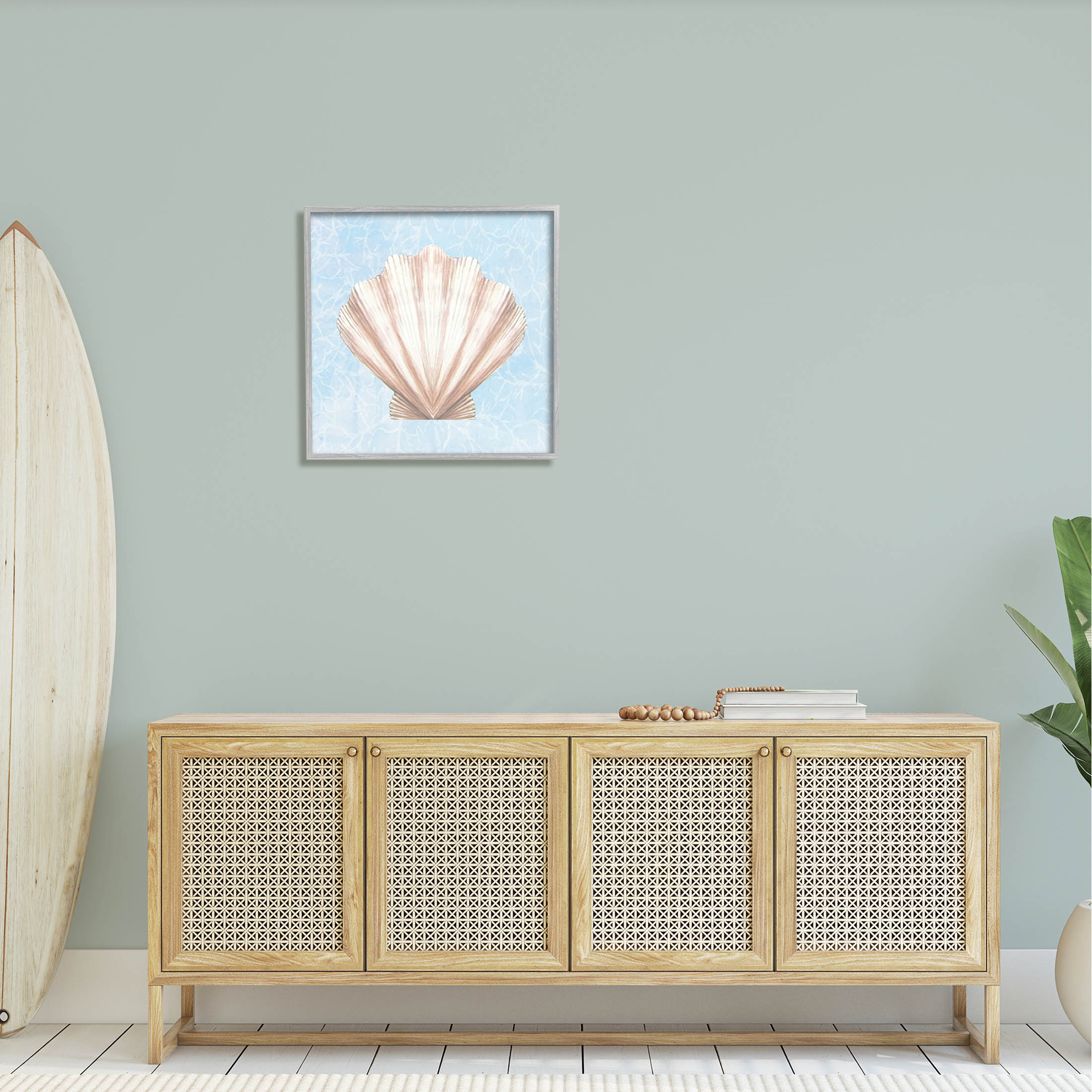 Water Pattern Aquatic Clam Shell Animals & Insects Graphic Art Gray Framed Art Print Wall Art