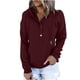 thumbnail image 2 of Pntutb Sudaderas con capucha casuales para mujer Otoño Sólido Sudadera de manga larga Botón abajo Cordón Jersey blusa superior con bolsillo Pntutb Pntutb-888, 2 of 8
