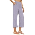 thumbnail image 2 of ClodeEU Women's Striped High Waist Straight Leg Cropped Pants,Casual Solid Color Capri Pants with Pockets Purple,Women's Plus S, 2 of 5