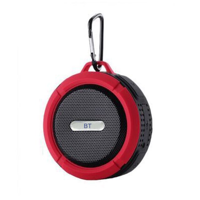 Bocina Bluetooth portátil con ventosa resistente al agua C6 - Potente sonido con graves, ideal para deportes al aire libre y uso diario (color rojo)