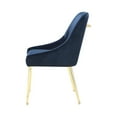 thumbnail image 3 of 23 Inch Side Chair Set of 2 Blue Fabric Sloped Arms Gold Metal Legs - Saltoro Sherpi, 3 of 5