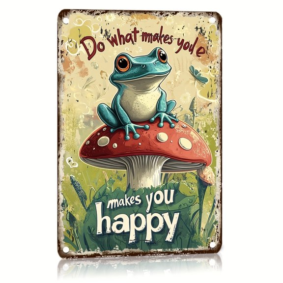 Frog Room Sign Funny Frog Bedroom Door Decor Signs Do What Makes You Happy Retro Metal Tin Sign for Home Office Kitchen Bar Cafe Garden Wall Decor Plaque Gift 6x8 Inch