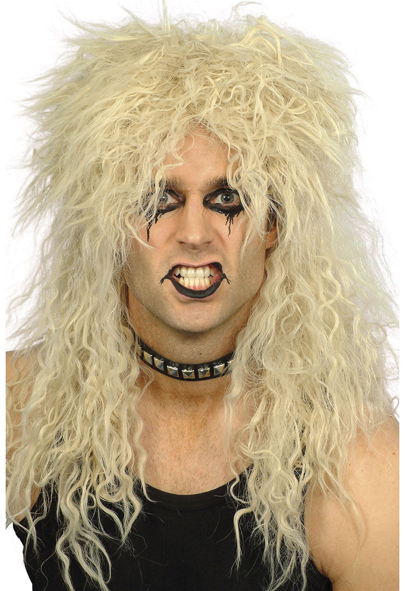 80s 1980s Mens Rocker Rockstar Fancy Dress Wig Blonde/Roots by Smiffys 