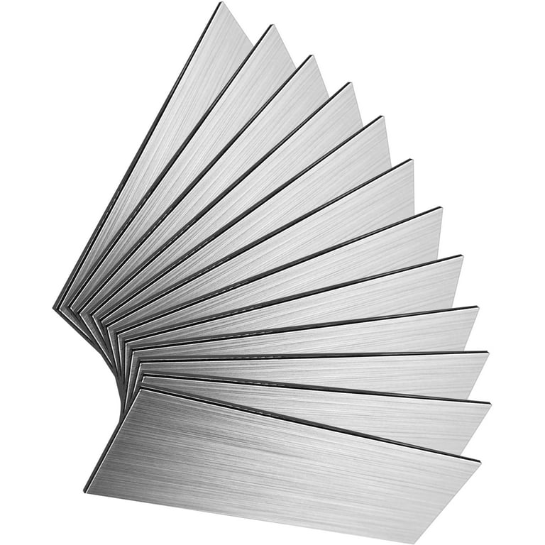 Crystiles Peel And Stick Brushed Metal Backsplash Tiles - 15x4 Inch Aluminum, 4-Pack, Border Tile