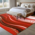 thumbnail image 4 of 5'x8' Area Rugs, Red Waves Abstract Indoor Outdoor Area Rug for Living Room Bedroom, Ombre Fluid Water Ripple Striped Washable Bathroom Rugs Kitchen Floor Carpet Mats Home Decor Aesthetic, 4 of 8