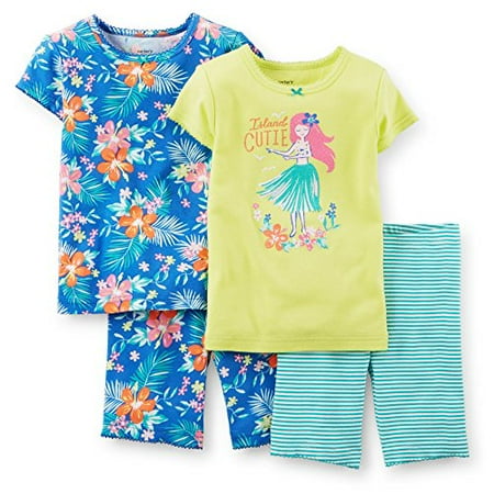 Carter's Baby Girls' 4-piece Snug Fit Cotton Pjs "Island Cutie" -9 Months, Mult